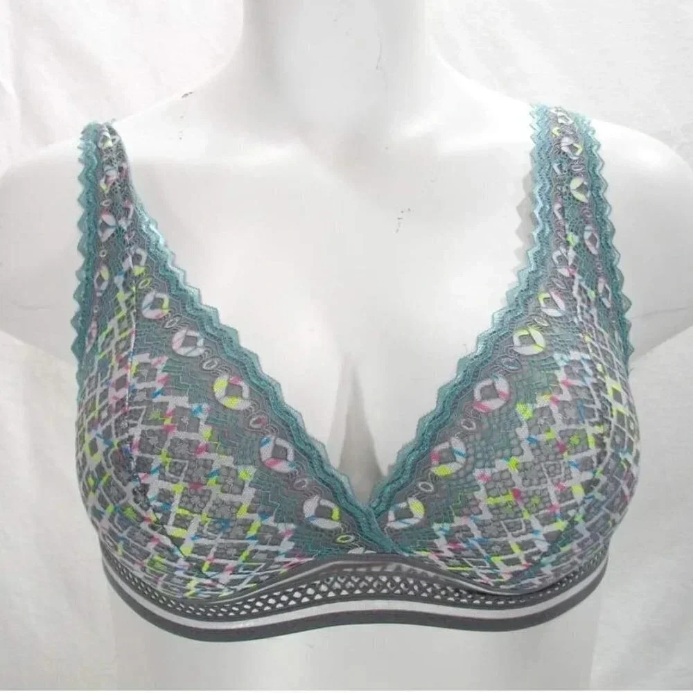 SMALL Xhilaration Multi Lace High Apex Wire Free Bra Bralette Iron Gray NWT